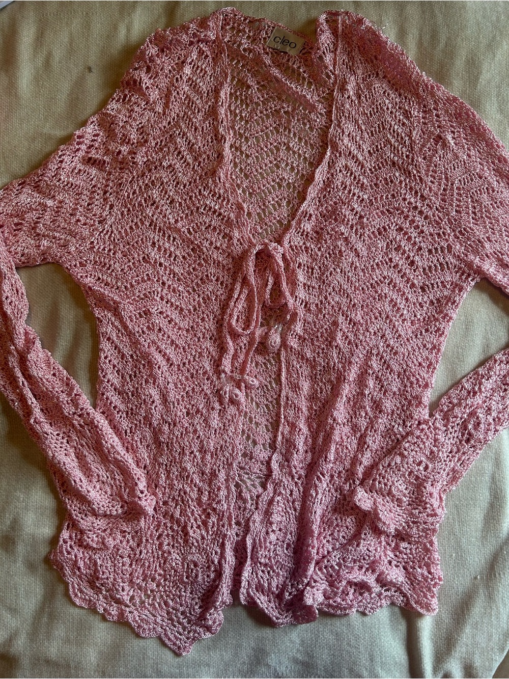 Vintage Y2K Cleo tie front crochet top